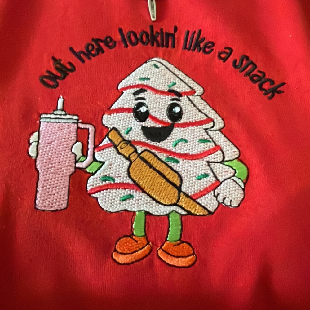 Out here looking like a snack Christmas Embroidery Shirt